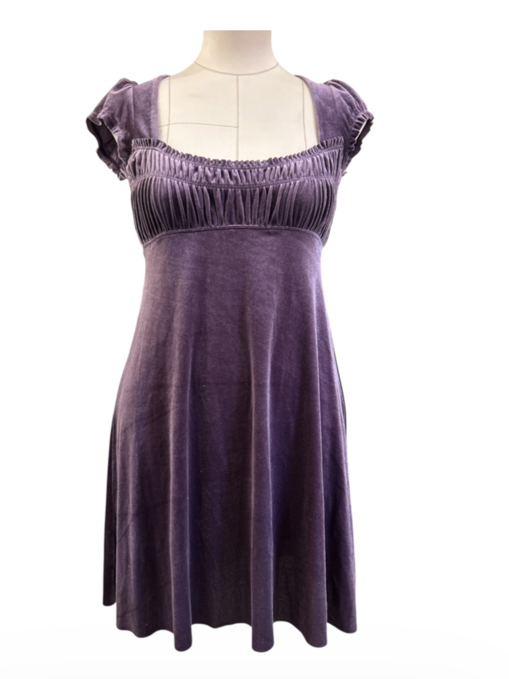 Free People Plum Faerie velvet cap sleeve babydoll dress purple small
